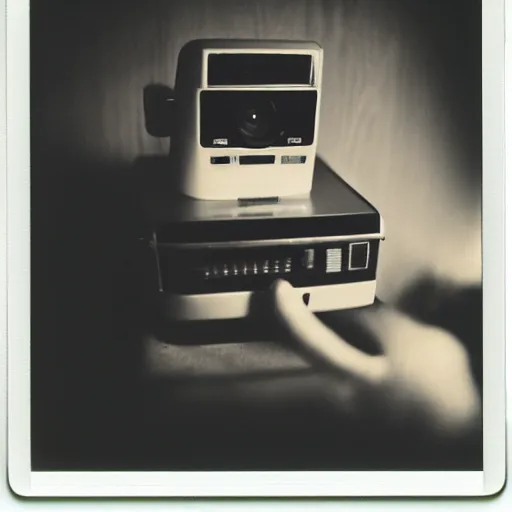 Image similar to a polaroid photograph of a computer in love, by robert crumb, by jim henson, high contrast, soft lighting, surreal, film photography