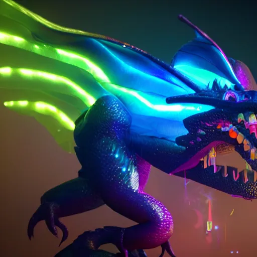 Prompt: ghost of a dragon made of light and colorful sparkles, octane render, trending on artstation, artstationHD, artstationHQ, unreal engine, 8k