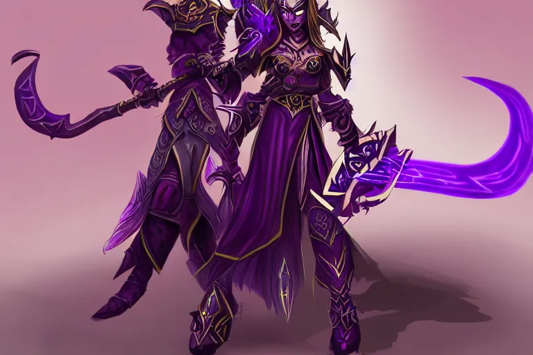 Prompt: purple warrior night elf, world of warcraft, trending on art station, fantasy, smooth