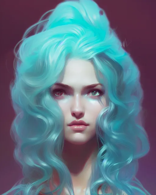 Image similar to portrait of a beautiful girl, flowy turquoise hair, cinematic lighting, highly detailed, digital painting, trending on artstation, pixiv, concept art, sharp focus, illustration, art by ross tran and wlop