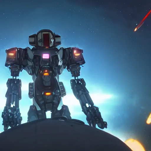 Image similar to front-facing portrait of a mecha astronaut entering hell with a broken air ship, cinematic lighting, epic