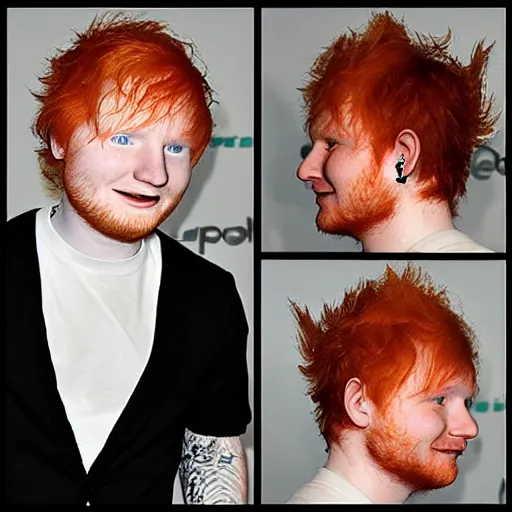 Prompt: ed sheeran with a mohawk, ultrarealistic