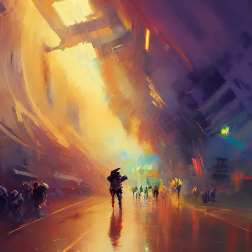 Image similar to acrylic painting, impressionism and expressionism, strong emotional impact, bold pastel colors, expressive brushstrokes, overall sense of movement in the composition. a warp drive hitting infinite density, by andreas rocha, trending on artstation