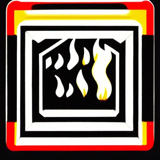 Image similar to a photo of a retro 1 9 7 0 s minimalistic clean fire warning label, studio lighting, behance