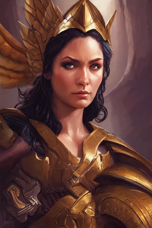 Image similar to amazon valkyrie athena, d & d, fantasy, portrait, highly detailed, headshot, digital painting, trending on artstation, concept art, sharp focus, illustration, art by artgerm and greg rutkowski and magali villeneuve