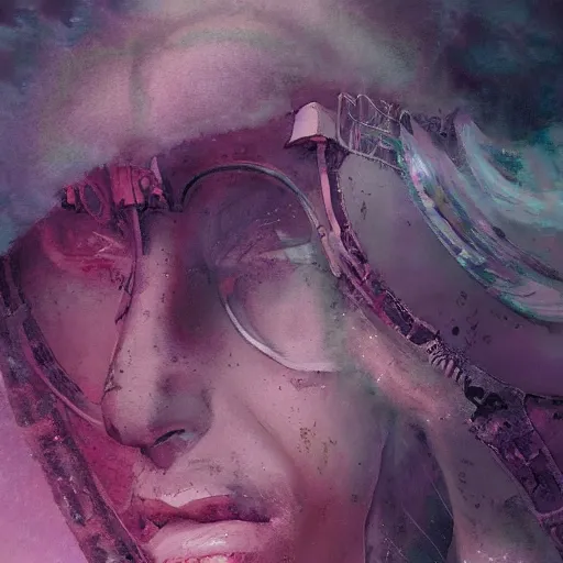 Prompt: artist who unravels aeorian reversers, art by kevin wasden and john giunta and stephen hickman, trending on artstation, dramatic pink or silver lighting closeup view expressionism, digital art, watercolor painting, german romanticism, frottage