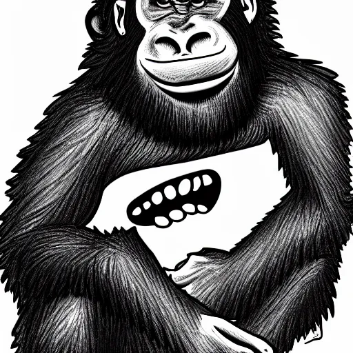 Image similar to retarded ape, bored ape art style, cartoon