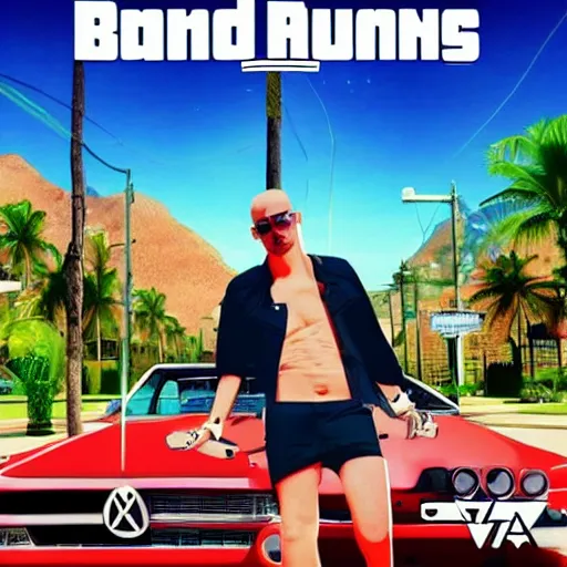 Image similar to bad bunny yonaguni music video bad bunny in the style of grand theft auto v cover art