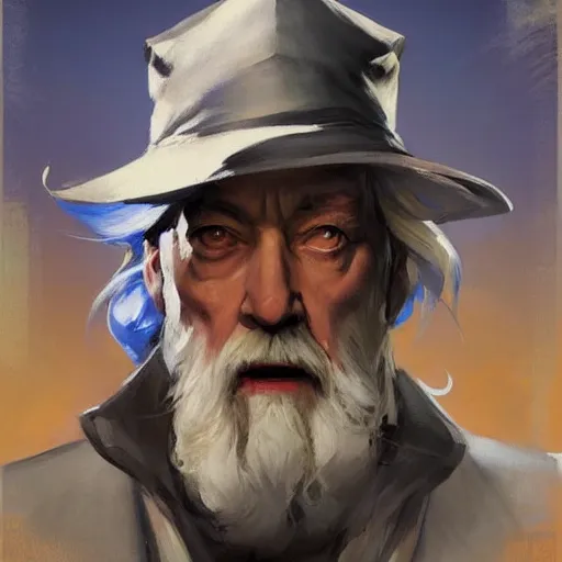 Image similar to greg manchess portrait painting of albus dumbledore as overwatch character, medium shot, asymmetrical, profile picture, organic painting, sunny day, matte painting, bold shapes, hard edges, street art, trending on artstation, by huang guangjian and gil elvgren and sachin teng