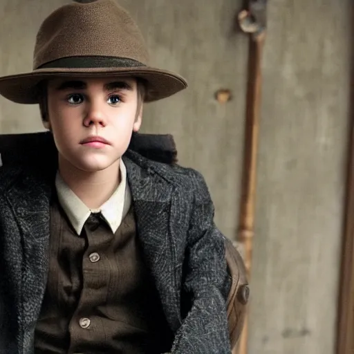 Prompt: Justin Bieber playing Daniel Plainview in There Will Be Blood