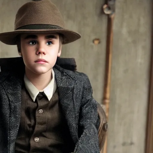 Image similar to Justin Bieber playing Daniel Plainview in There Will Be Blood