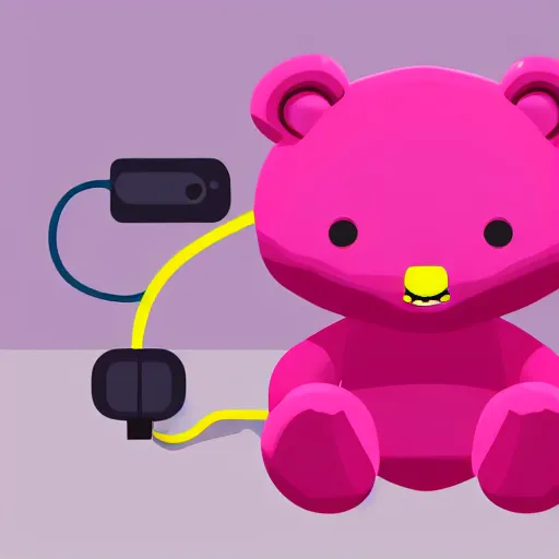 Image similar to iconic vector logo of cute cuddly pink bear with a podcast microphone, melodic, headphones, music, streaming, dreamy, isometric, adorable, octane render, golden ratio, 4k UHD, iconic design