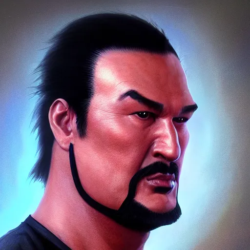 Prompt: hyper realistic, steven seagal from mortal kombat, unreal engine, greg rutkowski, beeple global illumination, translucent, sub - surface scattering,