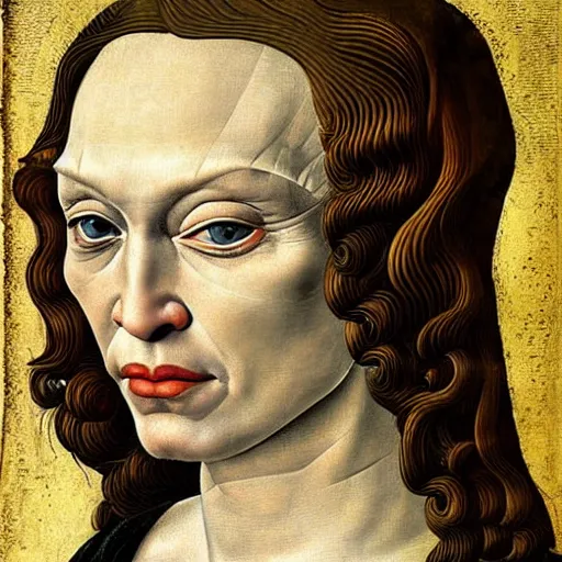 Prompt: madonna as gollum, elegant portrait by sandro botticelli, detailed, symmetrical, intricate