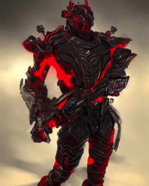 Image similar to armored in red, fantasy art, trending on artstation