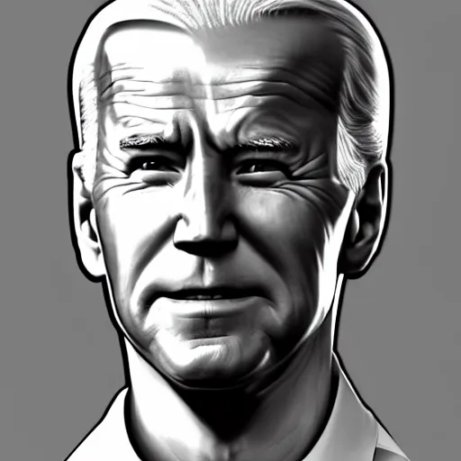 Prompt: muscular joe biden, greyscale, chiseled jawline, digital art, gigachad