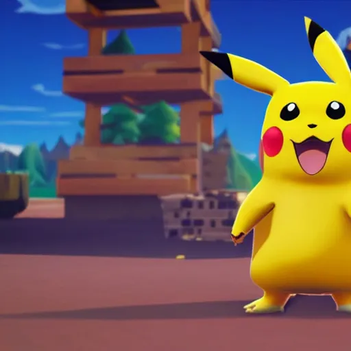 Prompt: screenshot of pikachu in fortnite