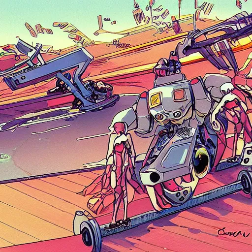 Image similar to crab mech on rollers by shirow masamune and moebius