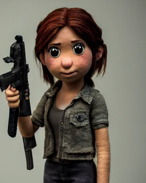 Image similar to ellie from the last of us as a muppet. highly detailed felt. hyper real photo. 4 k.