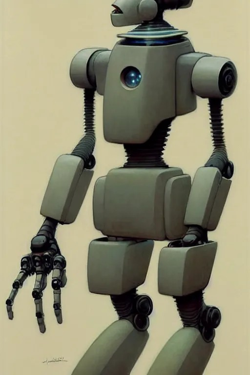Image similar to (((((2050s Ralph Angus McQuarrie robot designs . muted colors.))))) by Jean-Baptiste Monge !!!!!!!!!!!!!!!!!!!!!!!!!!!