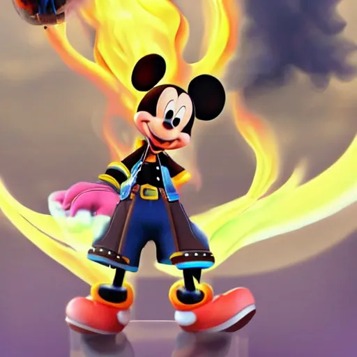 Image similar to sora from kingdom hearts exhaling a large smoke cloud from his mickey mouse bong, award winning candid photography