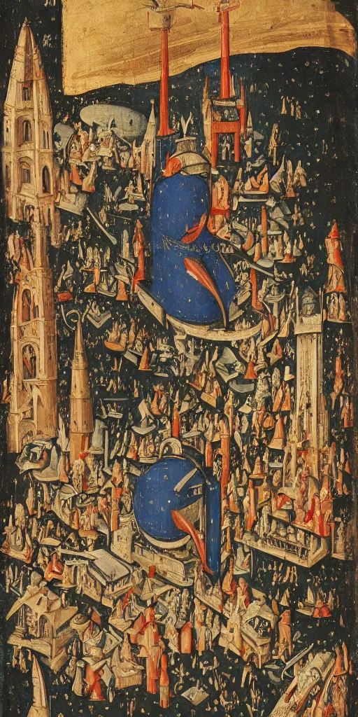 Image similar to the space shuttle launch in medieval art