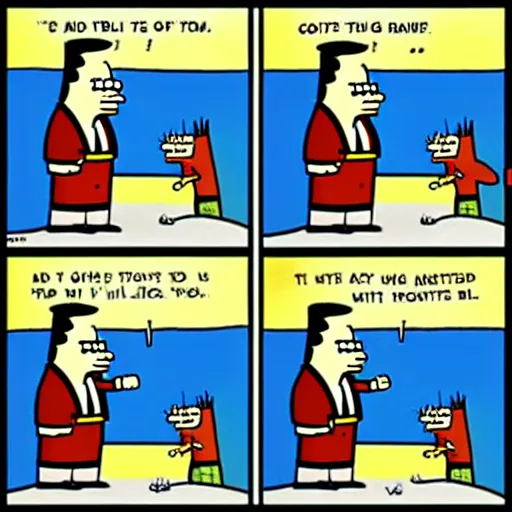 Image similar to 2 panel cartoon of dilbert having a standoff with the police, scott adams,