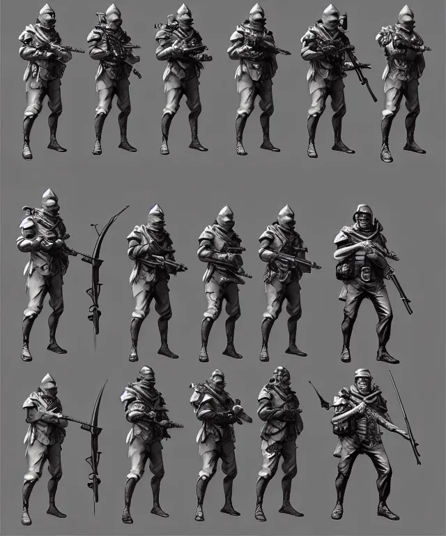 Image similar to 2 d shooter game concept art sprite sheet!!!, 1 8 0 0 victorian combat underwater soldier concept art, hyperrealism, fine detail, 8 k, 3 d render, artgerm, artstation contest winner, cgsociety, cryengine, zbrush, vray, no background