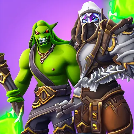 Image similar to world of warcraft in the style of fortnite