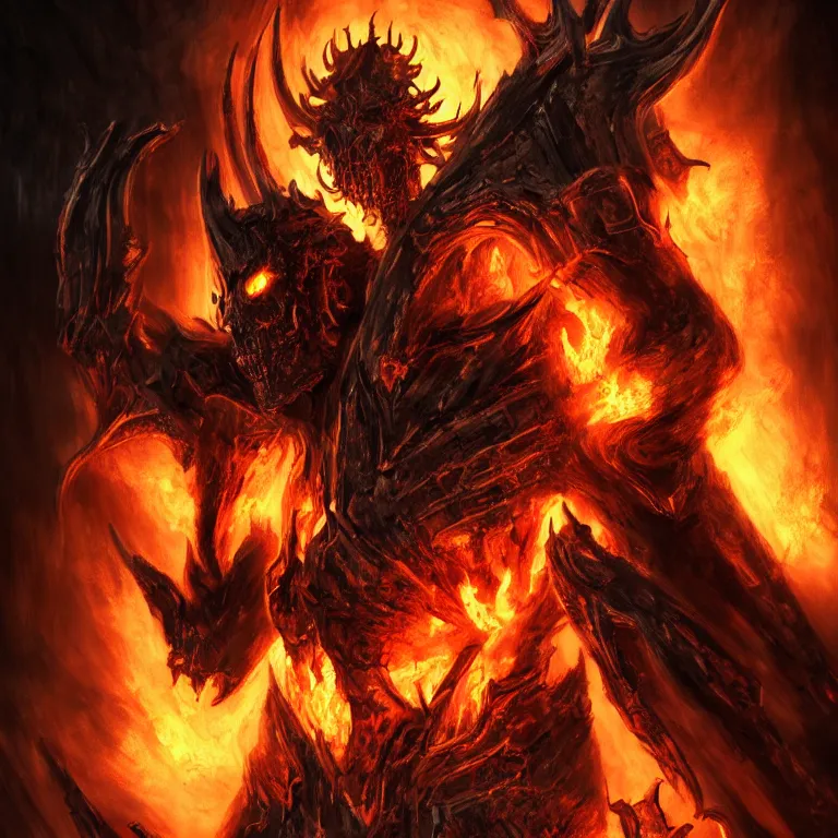 Image similar to Ghost Rider, flaming grim reaper, demons of hell, the pits of hell, headshot photo, character concept, dark souls concept art, Feng Zhu concept art, dramatic lighting, highly stylized, trending on artstation, high-quality wallpaper, desktopography