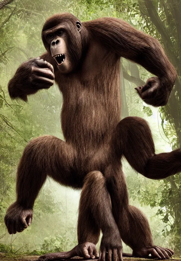 Prompt: gigantopithecus, giant prehistoric ape