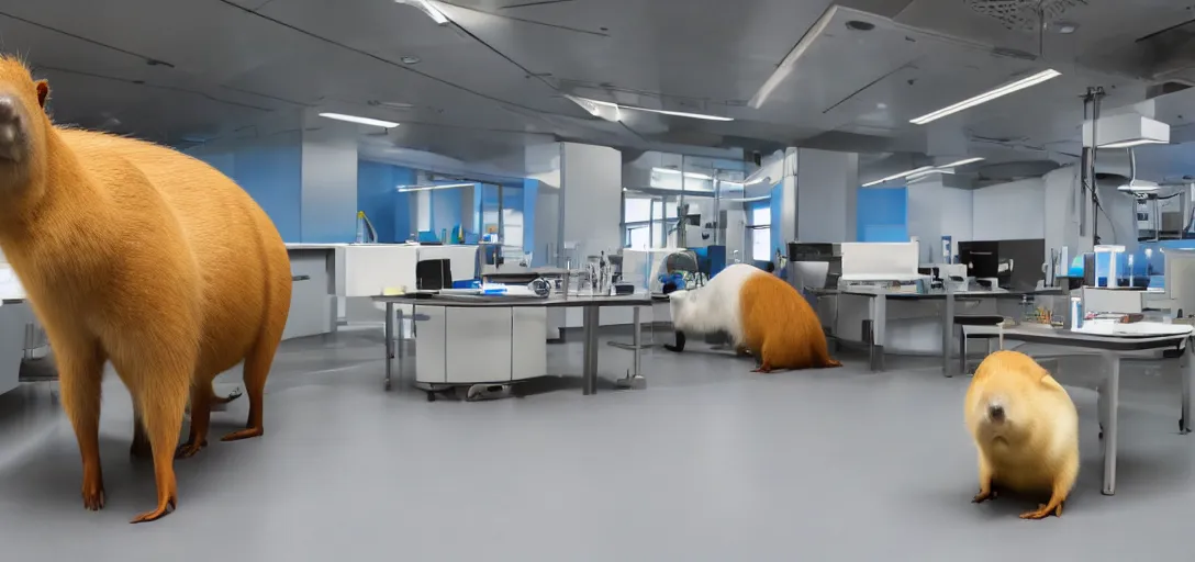 Image similar to Futuristic Science Laboratory with a Capybara