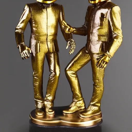 Prompt: Daft Punk statue, bronze