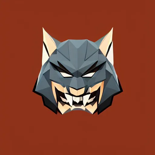 Image similar to a vector logo of rengar from league of legends, low poly,