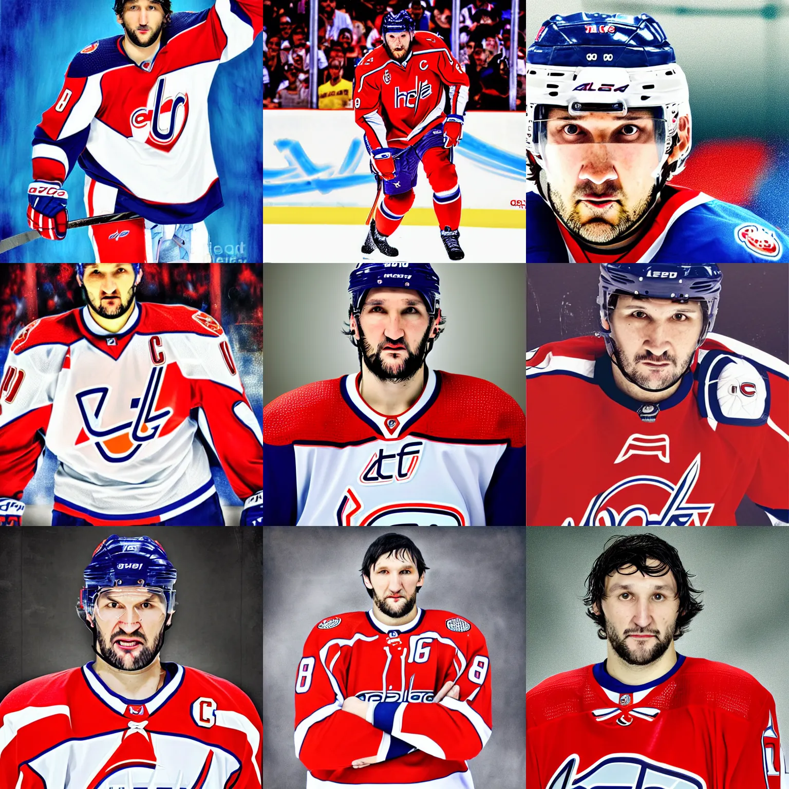 Prompt: alex ovechkin, photo portrait photo, hyperrealistic