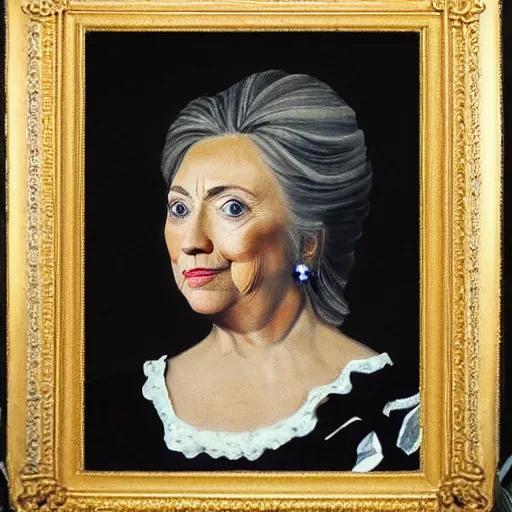 Image similar to detailed portrait of hillary clinton wearing beautiful earrings by francisco goya