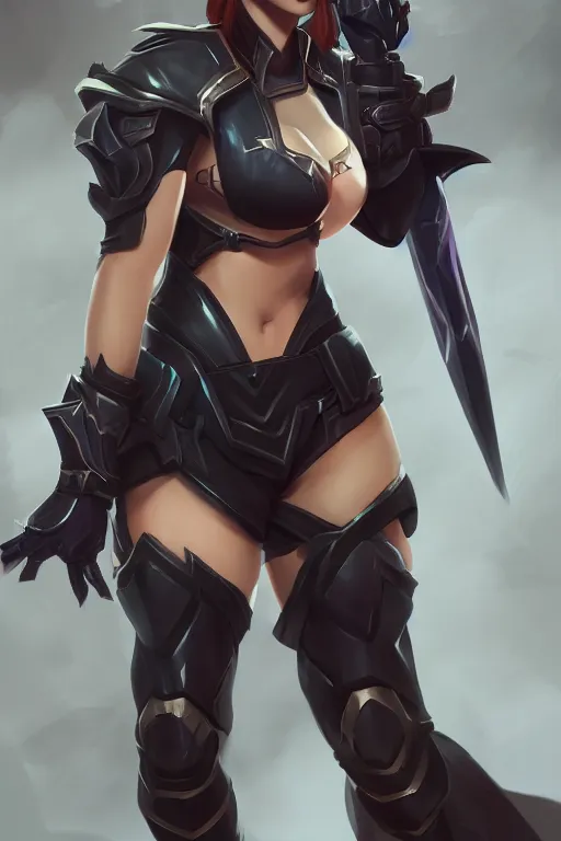 Prompt: A pretty female league of legends character, fullbody art, wearing fully-spec'd black SWAT armor, character concept, dynamic posing, 8k, trending on artstation