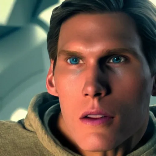 Prompt: Live Action Still of Jerma in A New Hope, real life, hyperrealistic, ultra realistic, realistic, highly detailed, epic, HD quality, 8k resolution, body and headshot, film still