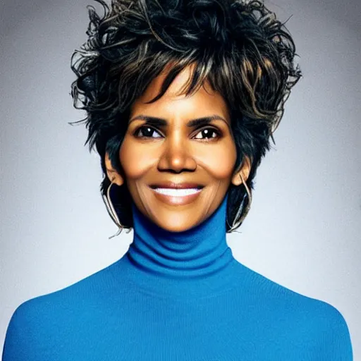 Image similar to halle berry as an anthropomorphic blueberry