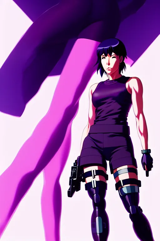 Image similar to a fullbody pose of motoko kusanagi the major ghost in the shell : : stand alone complex, under repairs, maintenance : : by ilya kuvshinov, rossdraws, artgerm, sola digital arts, anti aliasing, raytracing : :