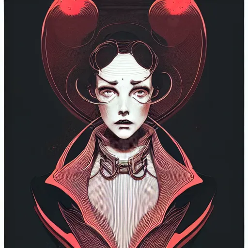Prompt: portrait top light, by killian eng and joe fenton and martin deschambault and conrad roset, inspired by victorian detectives, red and grey only, etching, fine, sharp high detail,