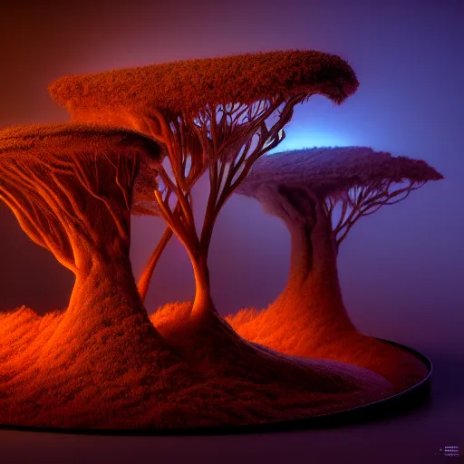 Image similar to rhizomuse, diorama, stunning photo, artist impression, cgsociety, abstract sculpture, warm ambient lighting, glow, deep shadows, hyperdetailed, 8 k