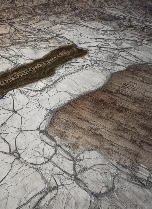 Prompt: bioremediation invisible white architecture, in the mining tailings of chuquicamata, epic, cinematic, hyperealistic, high detailed, corona render, hdr, ray tracing