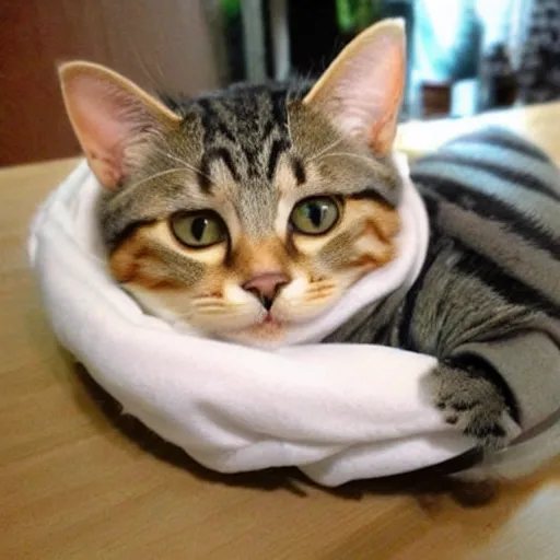 Prompt: a cat burrito