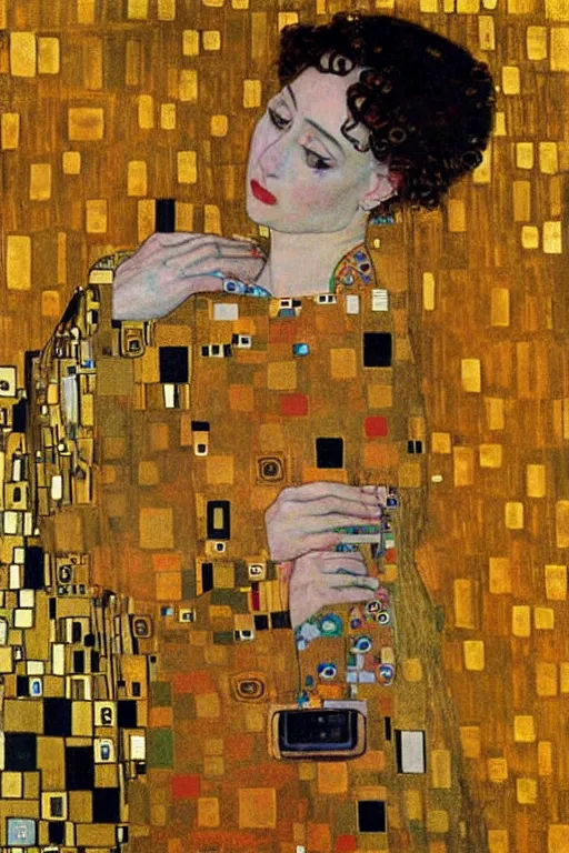 Image similar to iphone selfie by gustav klimt