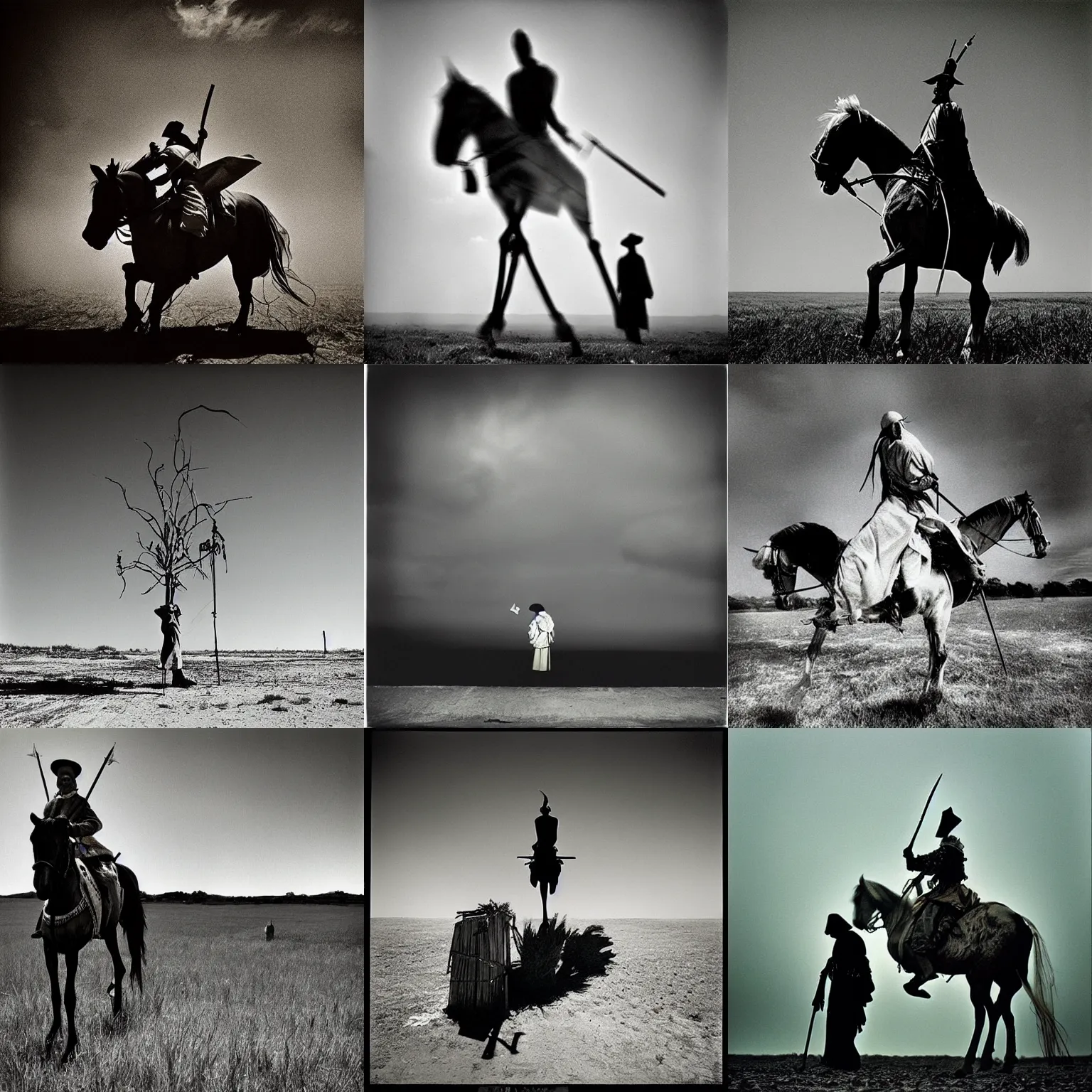Prompt: “Don Quixote, photo by Trent Parke, Magnum photos, award winning”