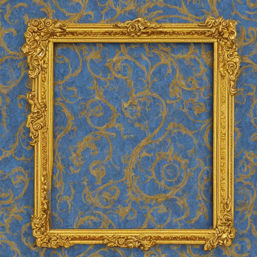 Image similar to blue and gold baroque frame