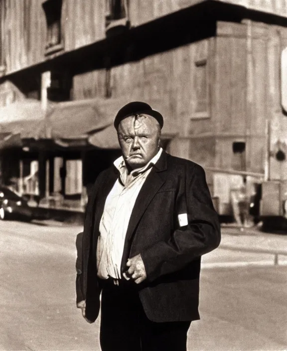 Prompt: portrait of rod steiger in hands on the city, photorealistic 8 k,