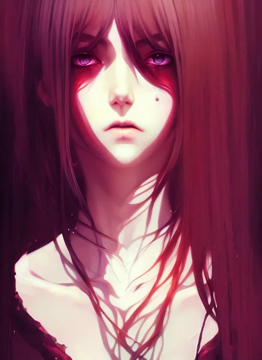 Image similar to portrait of beautiful gothic girl, cute face, intricate, highly detailed, digital painting, official media, anime key visual, concept art, rich vivid colors, ambient lighting, sharp focus, illustration, art by wlop and ilya kuvshinov and makoto shinkai