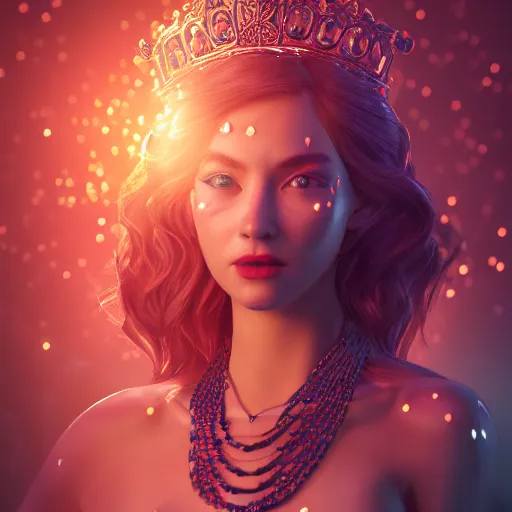 Image similar to portrait of wonderful princess of diamonds with fair skin, ornate 8 k gorgeous intricate detailed, red accent lighting, dramatic cinematic light, award winning photography, octane render